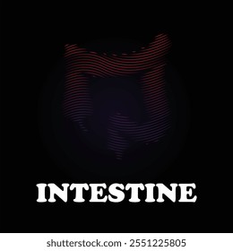 Human Intestine medical structure. Vector logo Intestines color silhouette on a dark background. Large Intestine logo vector template suitable for organization, company, or community. EPS 10