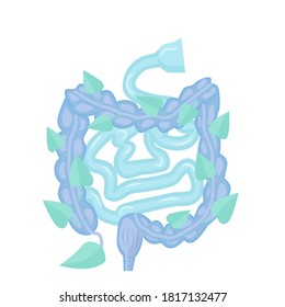 Human intestines, digestive system. Healthy gut concept, vector illustration
