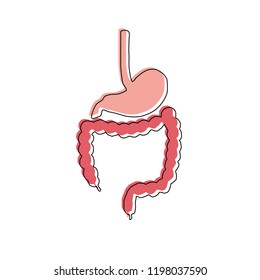 Human intestines doodle icon. Overlay print with offset. Vector illustration eps10