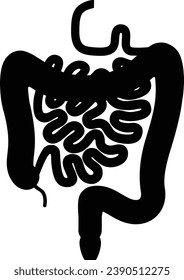 Human intestines, silhouette, flat design, vector illustration