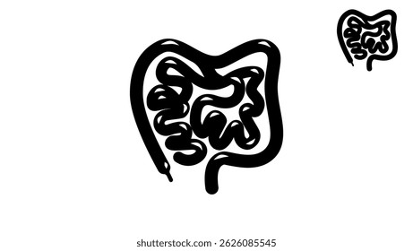 human intestines symbol, black isolated silhouette
