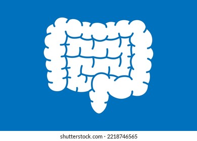 Symbol des menschlichen Därms einzeln auf blauem Hintergrund. Organsymbol des Menschen. Vektorgrafik.