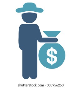 Human Investor vector icon. Style is bicolor flat symbol, cyan and blue colors, rounded angles, white background.