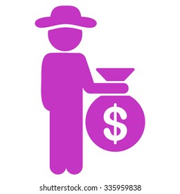 Human Investor vector icon. Style is flat symbol, violet color, rounded angles, white background.