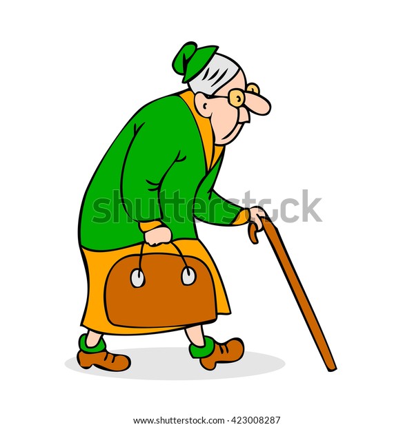 Human Isolated Stick Glasses White Granny Stock Vector (Royalty Free ...
