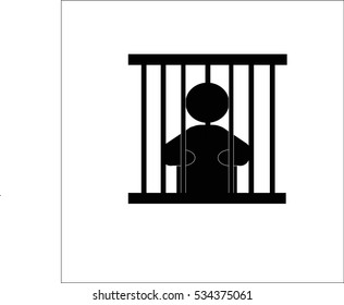 Human In Jail Icons Vector Isolate On White Back Ground