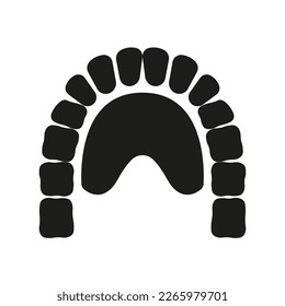 Gelbschwanz mit Zähne und Zunge Silhouette-Symbol. Maxilla, Unterkiefer-Piktogramm. Jawbone-Physiologie. Zahnbehandlung Solid Sign. Zahnarztsymbol. Einzelne Vektorgrafik.