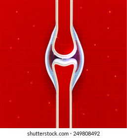 Human joint abstract background. Bright red design with light lines.