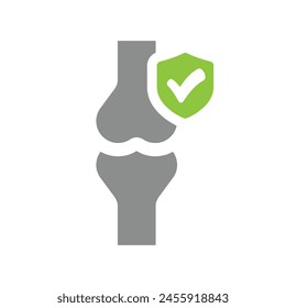 Articulación humana con escudo de marca de verificación. Icono de Vector de articulaciones sanas.