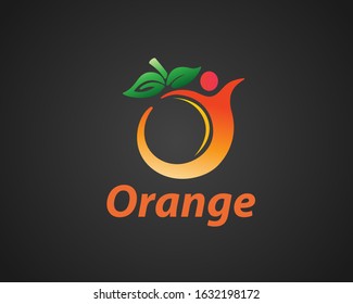 human jump fit health form fruit orange juice logo design inspiration