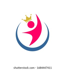 
Human jumping with crown logo design