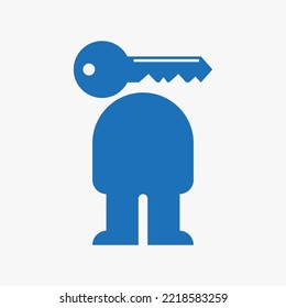 Human Key Logo Design Concept With Human Body and Key Symbol Vector Template