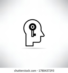 human and key, secret mind concept icon 