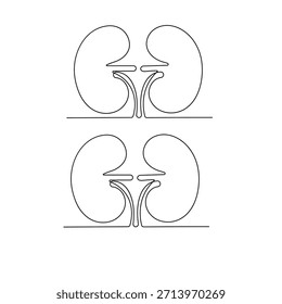 Riñón humano continuo de una línea dibujando un contorno minimalista Ilustración vectorial
