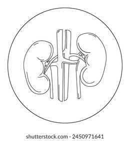 Menschliche Niere innere Organe Linie Zeichnung, Logo Emblem Icon Design. Medizinisches Konzept .Vektorgrafik Schwarz-Weiß-Illustration