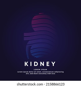 Human kidney medical structure. Vector logo kidney color silhouette on a dark background. EPS 10