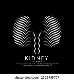 Human kidney medical structure. Vector logo kidney color silhouette on a dark background. EPS 10