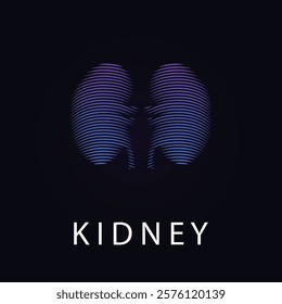 Human kidney medical structure. Vector logo kidney color silhouette on a dark background. EPS 10

