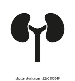 Human Kidney Silhouette Icon. Internal Anatomy of Renal Organ Glyph Pictogram. Medical Urology, Nephrology Outline Icon. Kidneys Disease, Dialysis Treatment Symbol. Isolated Vector Illustration.