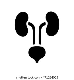 Human Kidneys And Bladder Icon In Simple Style. Illustration Of Urology Vector Icon Black On A White Background. Urology Or Human Medical System Icon Illustration