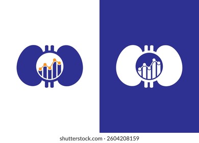 Human kidneys and graph logo combination. Unique internal organ logotype design template.