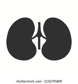 Icono de riñones humanos de estilo negro aislado en fondo blanco