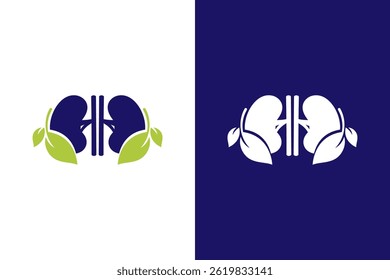 Human kidneys and leaves logo combination. Urology logotype design.