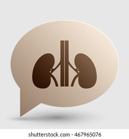 Human kidneys sign. Brown gradient icon on bubble with shadow.
