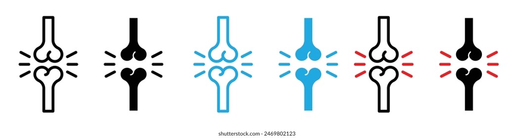 Human knee bone joint icon logo set vector