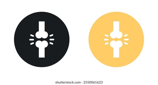 Human knee bone joint icon set in black and colored version