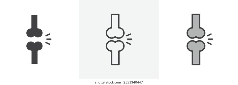 Conjunto de iconos de la articulación del hueso de la rodilla humano. Ilustración vectorial. EPS10