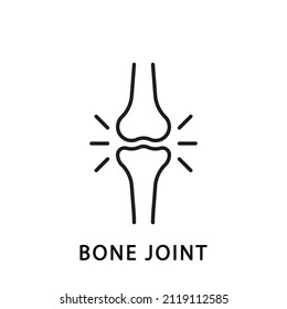 Human Knee Bone Joint Line Icon. Anatomy Leg Skeleton Linear Pictogram. Arthritis, Osteoporosis Illness of Bone Joint Outline Icon. Orthopedic Health. Editable Stroke. Isolated Vector Illustration.
