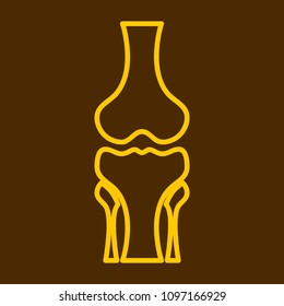 Human knee joint bone icon, health medical logotype. Orthopedic clinic emlem, diagnostic center sign