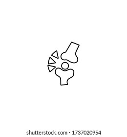 Human knee joint bone in x-ray icon. Line icon design.