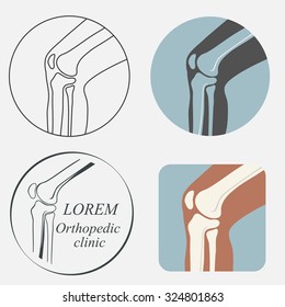 Human knee joint icon set, logo for orthopedic clinic