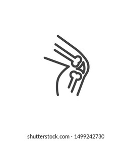 Human knee joint line icon. linear style sign for mobile concept and web design. Knee pain outline vector icon. Symbol, logo illustration. Vector graphics