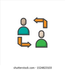 Human knowledge exchange filled line icon on white backgrounds,  for website and mobile application, Editable icon. 64x64 Pixel Perfect
