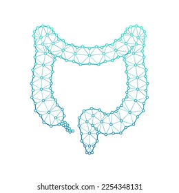 Human Large Intestine Colon, Rectum Gastrointestinal, Digestive System Polygonal Low Poly Triangulated Mesh Connect Dots Medical Logo Symbol, Line Art einzeln auf weißem Hintergrund