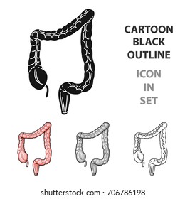 Human large intestine icon in cartoon style isolated on white background. Human organs symbol stock vector illustration.