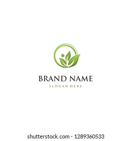Human Leaf Care Circle Nature Abstract Creative Business Modern Logo