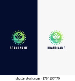 Human leaf circle concept with root logo vector