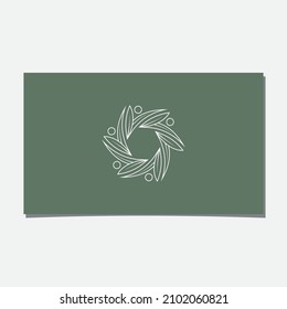 HUMAN LEAF CIRCLE LOGO DESIGN VECTOR