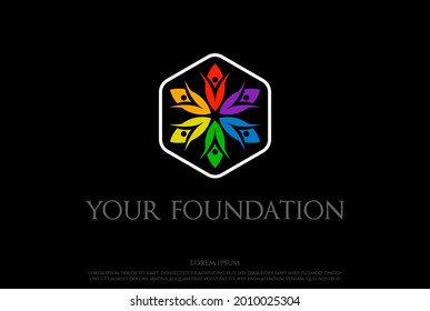 Human Leaf Flower Charity Diversity Community Logo Design Vector