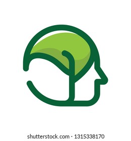 Human with leaf head logo template