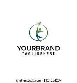 Human Leaf healthy Logo designs concept template