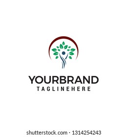 Human Leaf healthy Logo designs concept template