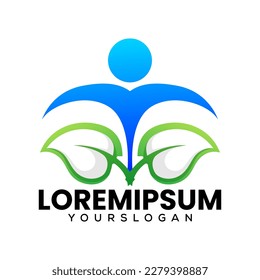 human and leaf logo design 