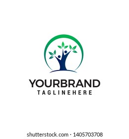 human leaf logo design concept template vector