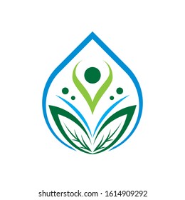 human leaf logo design luxury vector