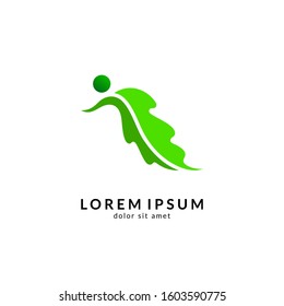 Human leaf logo design, people health care, organic and healthy food, green logos, vector illustration